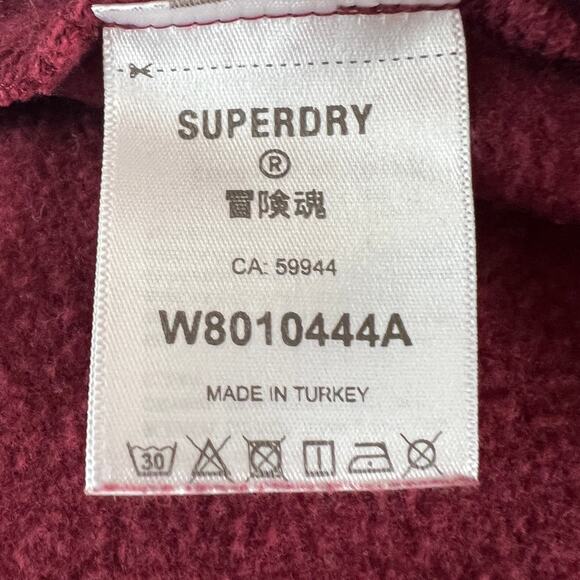Superdry Burgundy Hoodie Dress Long Sleeve Straight Hem Casual Pullover Size 6 - Picture 9 of 10
